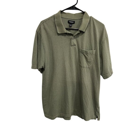 Van Heusen Olive Green Textured Polo Shirt Short Sleeve Classic Fit Sz XL - Picture 1 of 9